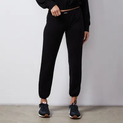 Monrow French Terry Crop Elastic Waist Sweat In Black