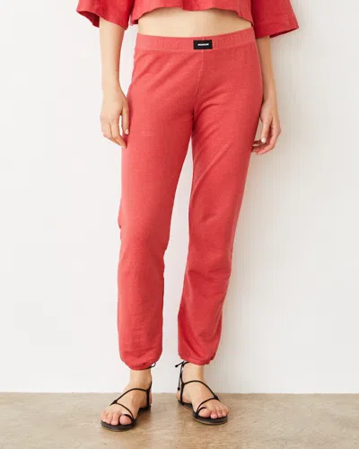Monrow French Terry Crop Elastic Waist Sweat In Cherry