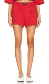 Monrow French Terry Gym Short In 樱桃红