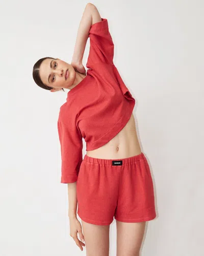 Monrow French Terry Gym Short In Cherry