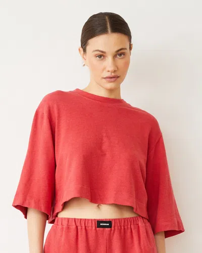 Monrow French Terry Oversized Tee In Cherry