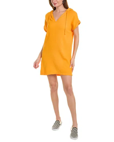Monrow Gauze Hooded Dress In Orange