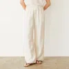 Monrow Gauze Wide Leg Pant In Pearl