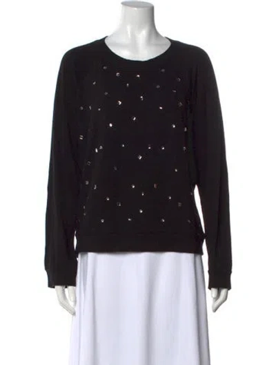 Pre-owned Monrow Graphic Print Crew Neck Sweatshirt In Black