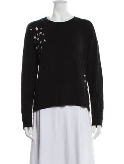 Pre-owned Monrow Graphic Print Crew Neck Sweatshirt In Black