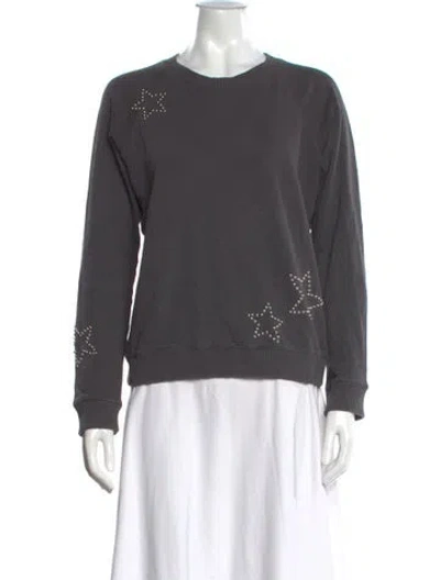 Pre-owned Monrow Graphic Print Crew Neck Sweatshirt In Grey