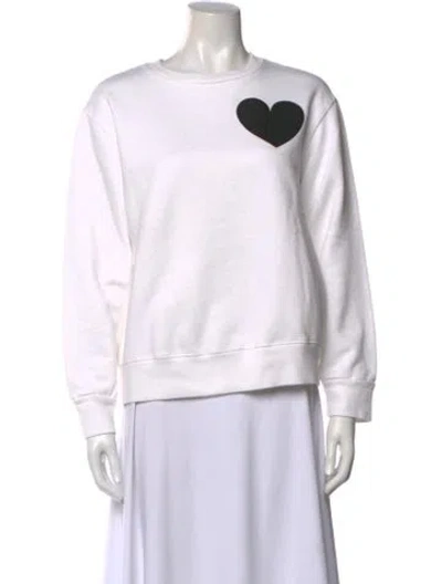 Pre-owned Monrow Graphic Print Crew Neck Sweatshirt In White