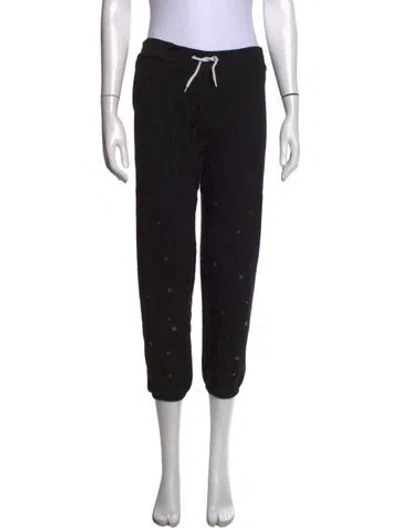 Pre-owned Monrow Graphic Print Straight Leg Pants In Black