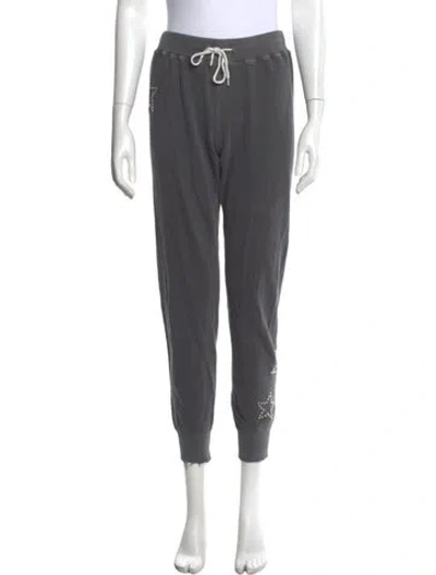Pre-owned Monrow Graphic Print Straight Leg Pants In Grey