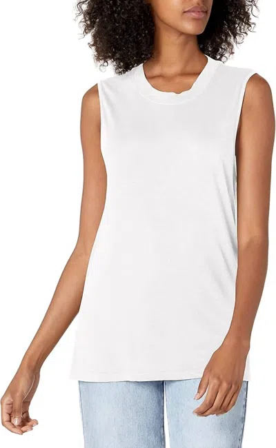 Monrow High Neck Muscle Tank Top In White