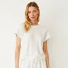 Monrow Honeycomb Knit Cut Off Raglan In Natural