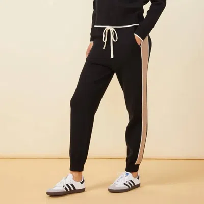 Monrow Jogger Contrast Stripe In Blab/camel In Faded Black