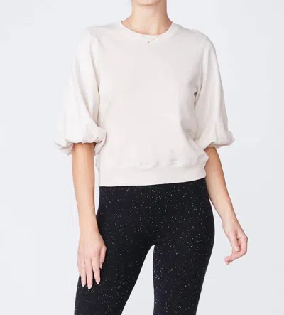 Monrow Knit Woven Top In Bone In White