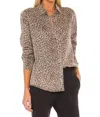 Monrow Leopard Long Sleeve Shirt In Latte In Gray