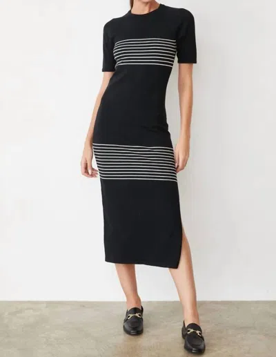 Monrow Light Soft Knit Stripe Dress In Black