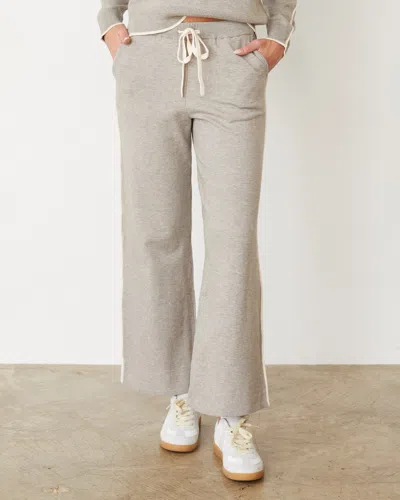 Monrow Lightknit Pant With Contrast Piping In Heather Grey