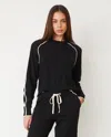 Monrow Lightknit Sweater With Contrast Piping In Black