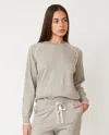 Monrow Lightknit Sweater With Contrast Piping In Heather Grey