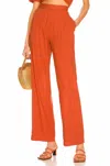 MONROW LINEN PLEAT PANT IN FADED RUST