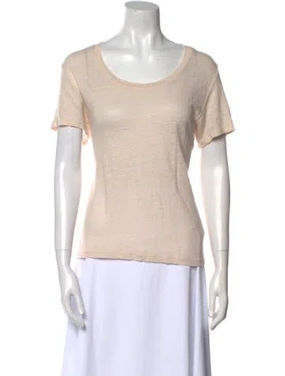 Pre-owned Monrow Linen Scoop Neck T-shirt In Neutral