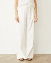 Monrow Linen Wide Leg Pant In Pearl