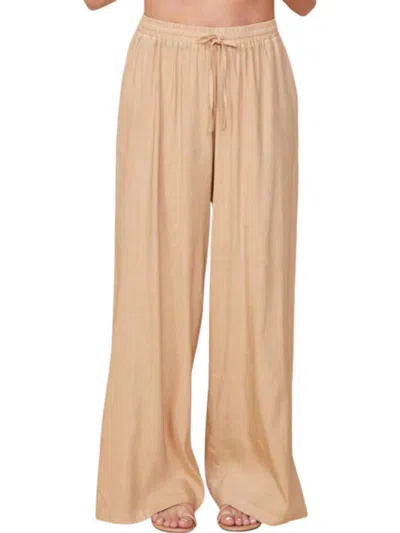 Monrow Linen Wide Leg Pants In Croissant In Brown