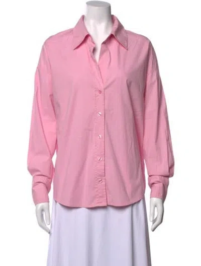 Pre-owned Monrow Long Sleeve Button-up Top In Pink