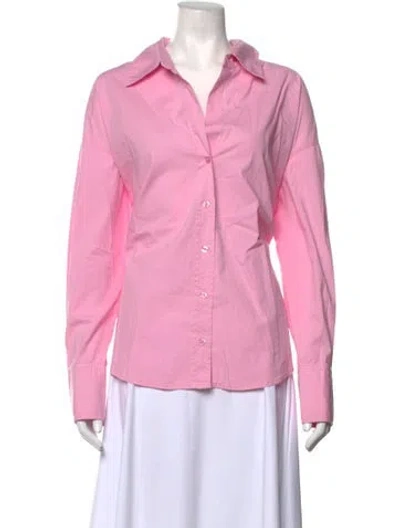 Pre-owned Monrow Long Sleeve Button-up Top W/ Tags In Pink