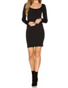Monrow Long Sleeve Dress In Black In Black