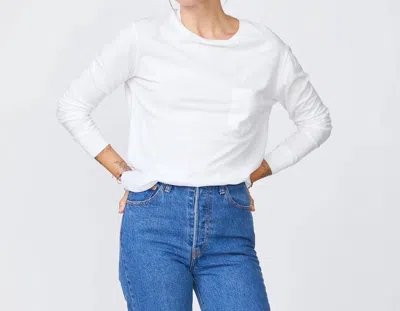 Monrow Long Sleeve Ex-boyfriend Pocket Crew In White