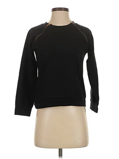 Pre-owned Monrow Long Sleeve Top Black Crew Neck Tops