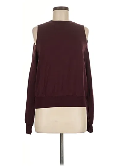 Monrow Long Sleeve Top Burgundy Cold Shoulder Neckline Tops