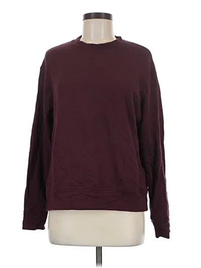 Pre-owned Monrow Long Sleeve Top Burgundy Crew Neck Tops