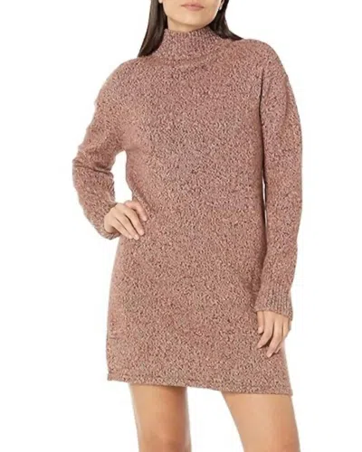 Monrow Marled Half Zip Sweater Dress In Pomegranate In Brown