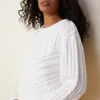 Monrow Merino Wool Cable Knit Sweater In White