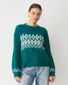 Monrow Wool Fair Isle Crew Neck Sweater In Forest