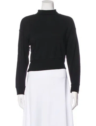 Pre-owned Monrow Mock Neck Long Sleeve Sweatshirt In Blue