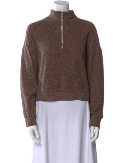 Pre-owned Monrow Mock Neck Long Sleeve Sweatshirt In Brown