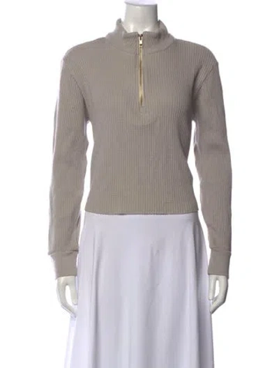 Pre-owned Monrow Mock Neck Long Sleeve Top In Grey