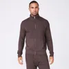 Monrow Mock Neck Zip Up In Cocoa