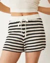 Monrow Open Knit Sweater Short In Ivory/black/dusk