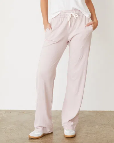 Monrow Original Fleece Straight Leg Sweat In Chalk Pink