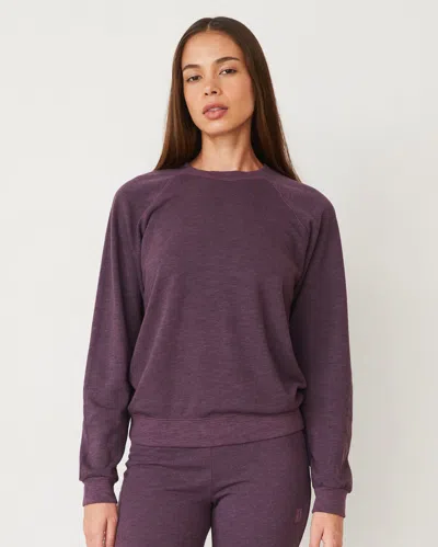Monrow Original Fleece Vintage Raglan In Heathered Grape