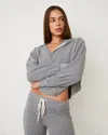 Monrow Original Fleece Zip Up Hoody In Granite