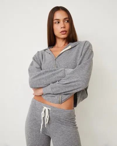 Monrow Original Fleece Zip Up Hoody In Granite