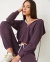Monrow Original Fleece Zip Up Hoody In Heathered Grape