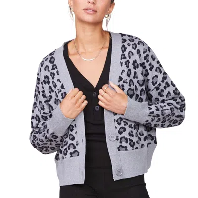 Monrow Oversized Leopard Cardigan In Heather Grey