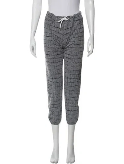 Pre-owned Monrow Plaid Print Skinny Leg Pants In Gray