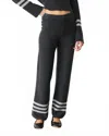 Monrow Plush Stripe Straight Leg Sweat In Black
