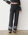 Monrow Plush Stripe Straight Leg Sweat In Faded Black